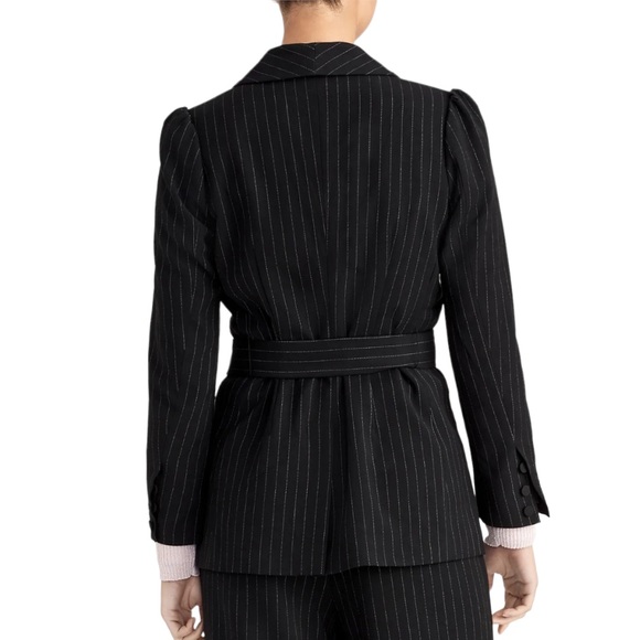 Rachel Roy Collection Pinstripe Puff Sleeve Belted Blazer size 10 - Picture 2 of 9